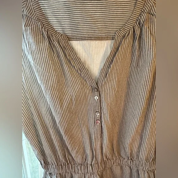 Lilla P Split Neck Striped Sleeveless Lined Cotton Shirt Dress Women’s S Midi - Picture 12 of 14